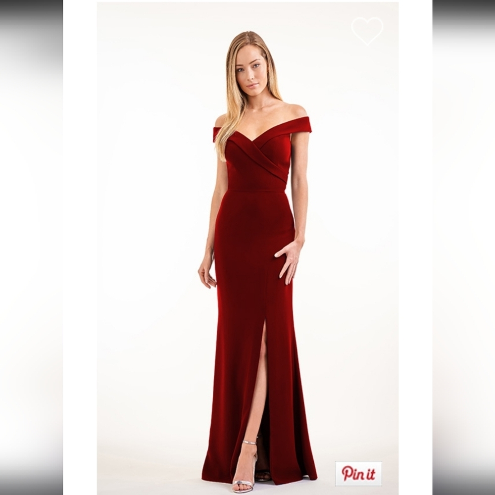 JB P226009 Simple Soft Crepe Long Bridesmaid Dress with Portrait Neckline 16
